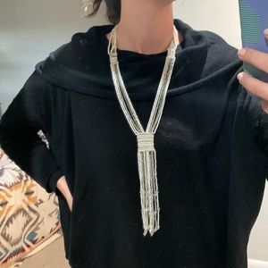 Hand beaded white long necklace